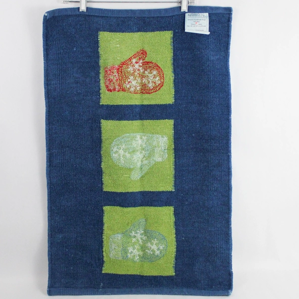 Mahdavis Handmade Dark Blue Snowman Mittens Rug 20" x 30" - Pre-Owned