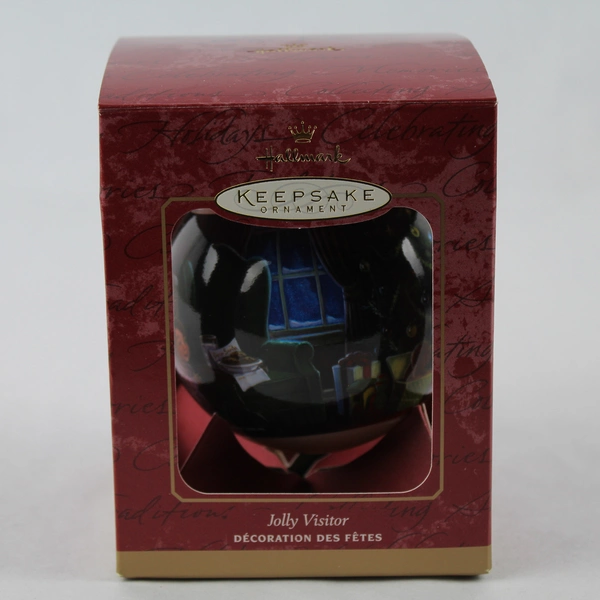 2001 Hallmark Jolly Visitor Glass Keepsake Ornament QX2235 - Original Box