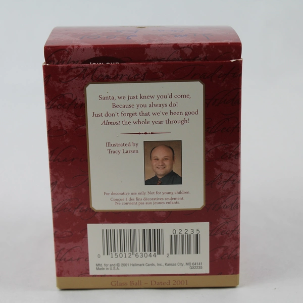 2001 Hallmark Jolly Visitor Glass Keepsake Ornament QX2235 - Original Box