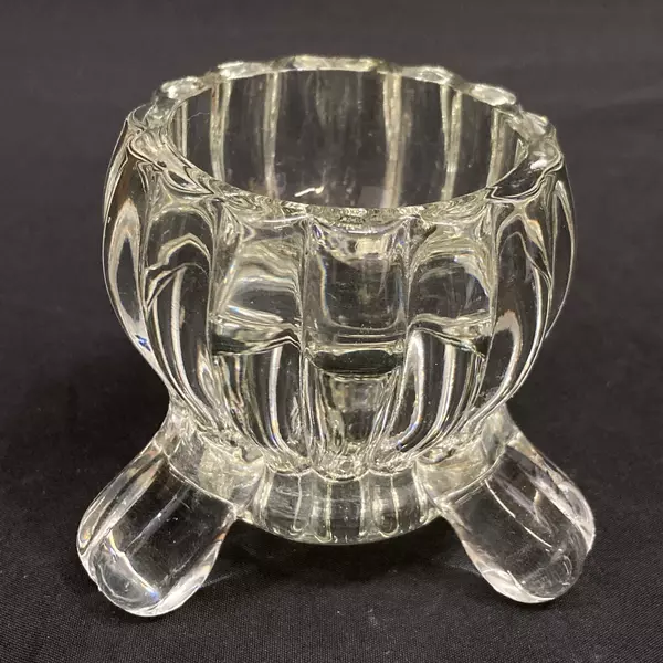 Lot of 2 Ribbed Glass Candle Holders for Taper Tealight Votive Candles