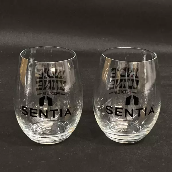 Lot of 2 Indie Wine Mixer Glasses Sentia 4.5" - Unique Design, Good Condition
