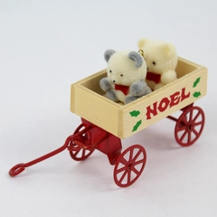 Vintage Avon Teddies in Wagon Christmas Tree Ornament - Holiday Decor