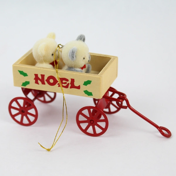 Vintage Avon Teddies in Wagon Christmas Tree Ornament - Holiday Decor