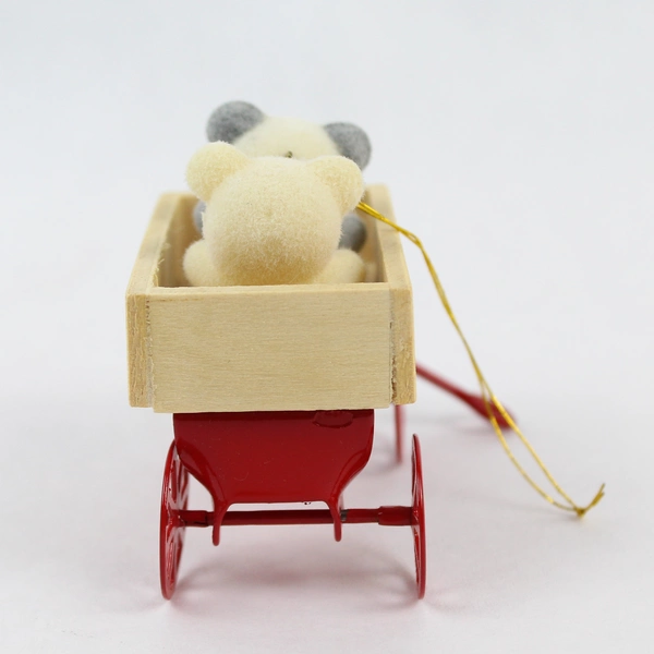 Vintage Avon Teddies in Wagon Christmas Tree Ornament - Holiday Decor