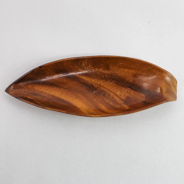 Handcrafted Monkey Pod Leaf Dish Tray - 10" Long, Made in Philippines