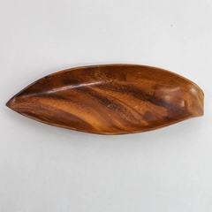 Handcrafted Monkey Pod Leaf Dish Tray - 10" Long, Made in Philippines