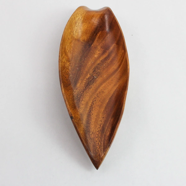 Handcrafted Monkey Pod Leaf Dish Tray - 10" Long, Made in Philippines