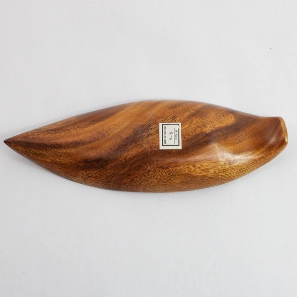 Handcrafted Monkey Pod Leaf Dish Tray - 10" Long, Made in Philippines