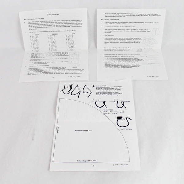 Vintage 1995 Scraps of Time Noah and Crew Quilted Vest Pattern - Sewing Craft