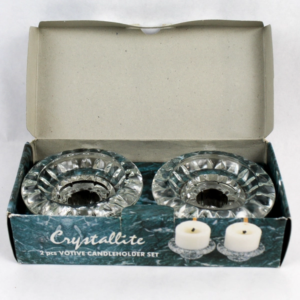 2 Piece Crystallite 3-in-1 Candleholder Set for Votive, Taper & Pillar Candles
