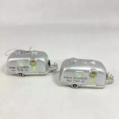 Lot of 2 Cape Shore Glass Christmas Ornaments - Silver Travel Trailers