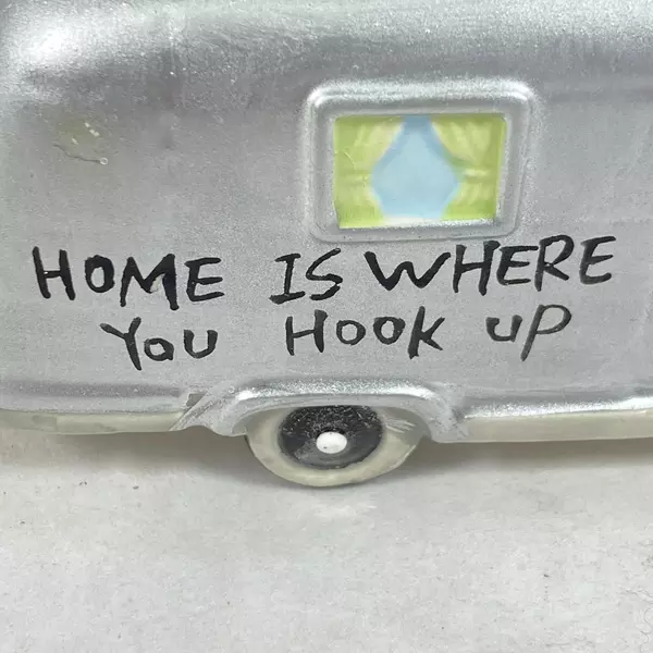 Lot of 2 Cape Shore Glass Christmas Ornaments - Silver Travel Trailers