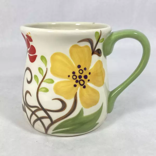 Vida Eva Mendes Jardine Floral Ceramic Coffee Mug - Pre-owned, Unique Chip