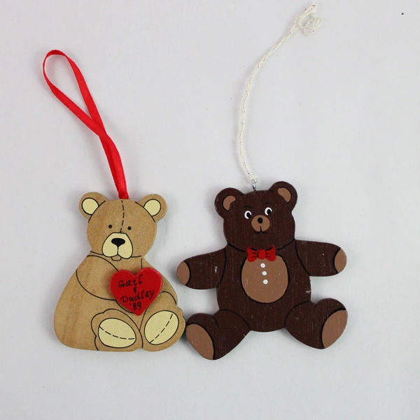 Lot of 6 Unique Wooden & Ceramic Christmas Hanging Ornaments