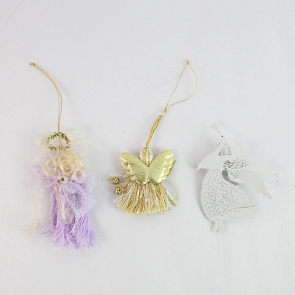 Lot of 3 Unique Angel Christmas Tree Ornaments - Festive Holiday Decor
