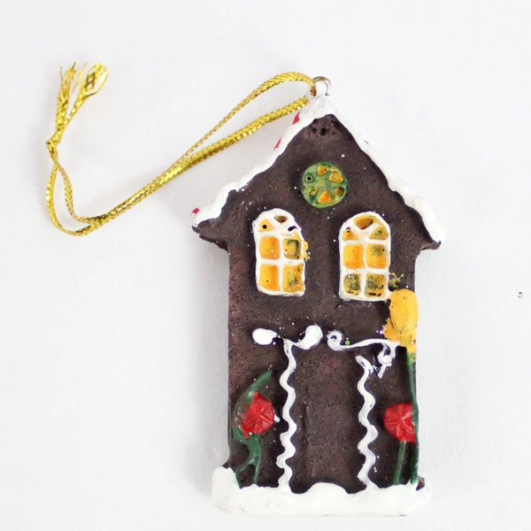 Lot of 3 Gingerbread Christmas Tree Ornaments - Festive Holiday Decor