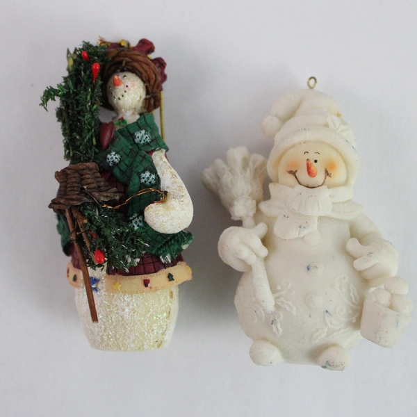 Lot of 4 Snowman Christmas Tree Ornaments - Whimsical Holiday Decor