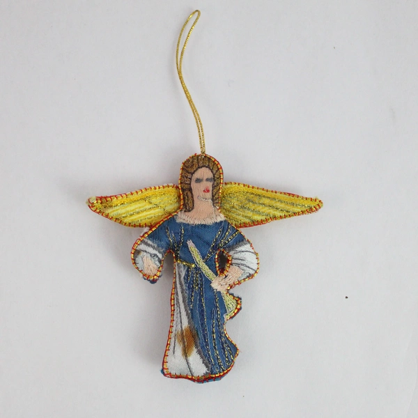 Lot of 3 Vintage Fabric Christmas Tree Ornaments - Angel, Horse, Penguin