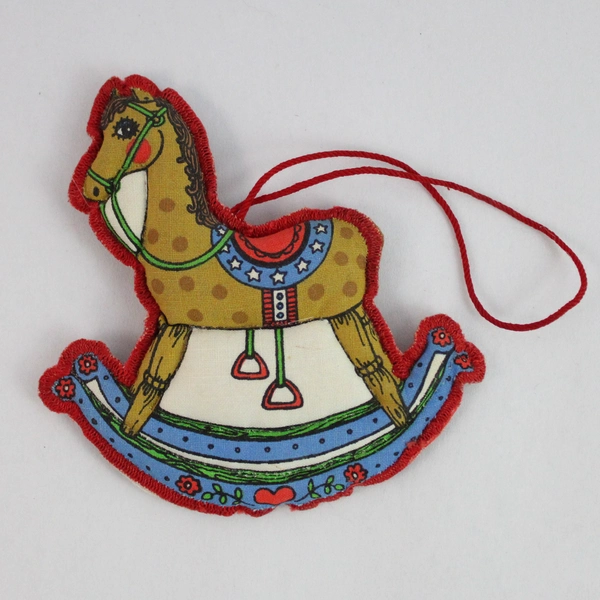 Lot of 3 Vintage Fabric Christmas Tree Ornaments - Angel, Horse, Penguin