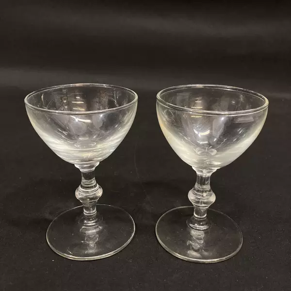 Lot of 2 Elegant 4 Inch Crystal Cordial Glasses - Good Pre-Owned Condition