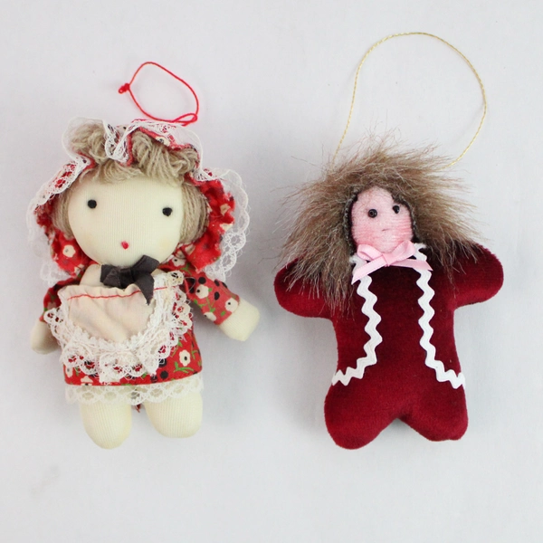 Lot of 5 Fabric Christmas Tree Ornaments - Unique Holiday Decor