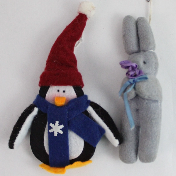 Lot of 5 Fabric Christmas Tree Ornaments - Unique Holiday Decor