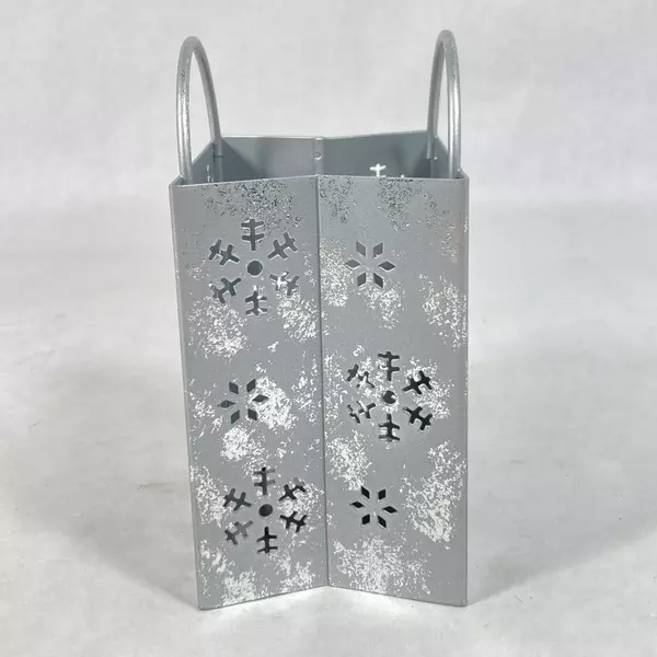 Santa & Snowflakes Metal Tealight Candle Holder - Christmas Decor