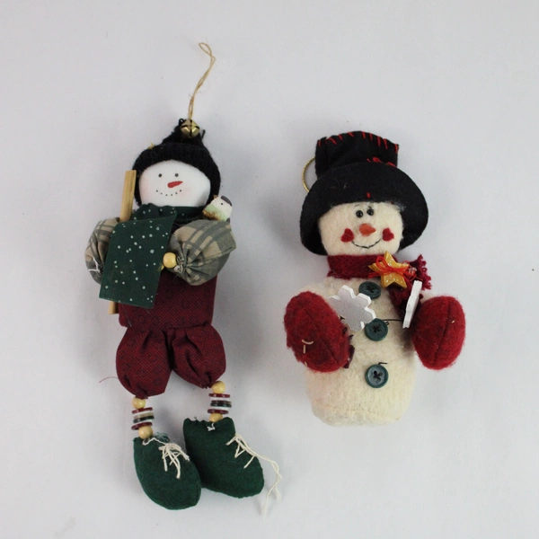 Lot of 2 Snowman Christmas Tree Ornaments - Festive Holiday Decor