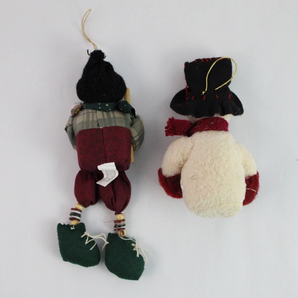Lot of 2 Snowman Christmas Tree Ornaments - Festive Holiday Decor
