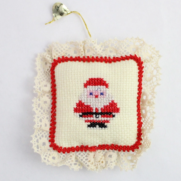 Lot of 4 Embroidered Christmas Ornaments - Angel, Joy & Noël Designs