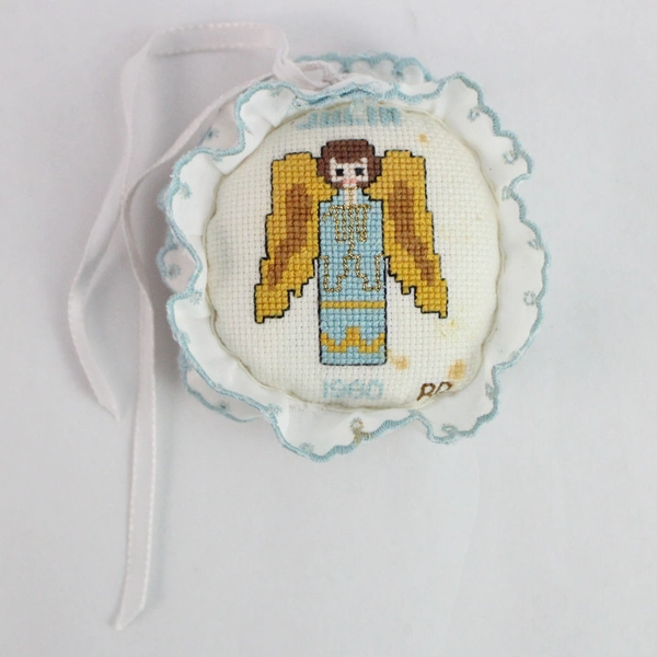 Lot of 4 Embroidered Christmas Ornaments - Angel, Joy & Noël Designs