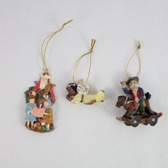 Lot of 3 Porcelain Christmas Ornaments - Angel, Santa & More - Pre-Owned