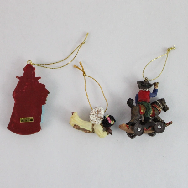 Lot of 3 Porcelain Christmas Ornaments - Angel, Santa & More - Pre-Owned