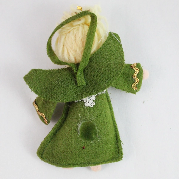 Vintage Baby Angel Ornament Green & Gold Robes Christmas Tree Decor