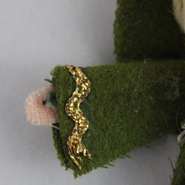 Vintage Baby Angel Ornament Green & Gold Robes Christmas Tree Decor