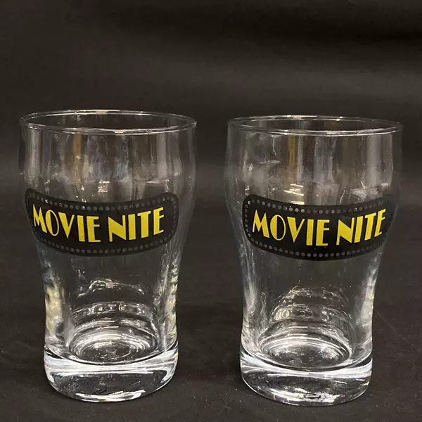 Sherwood Movie Nite Glasses - Lot of 2, 5 Inch Drinkware for Movie Nights