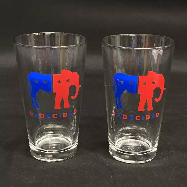 Set of 2 Undecided Party Tumblers - Elephant & Donkey Design - Good Condition