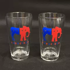 Set of 2 Undecided Party Tumblers - Elephant & Donkey Design - Good Condition