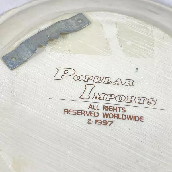 1997 Popular Imports Hummingbird & Flowers Plaque 5.25" Pre-Owned Stains