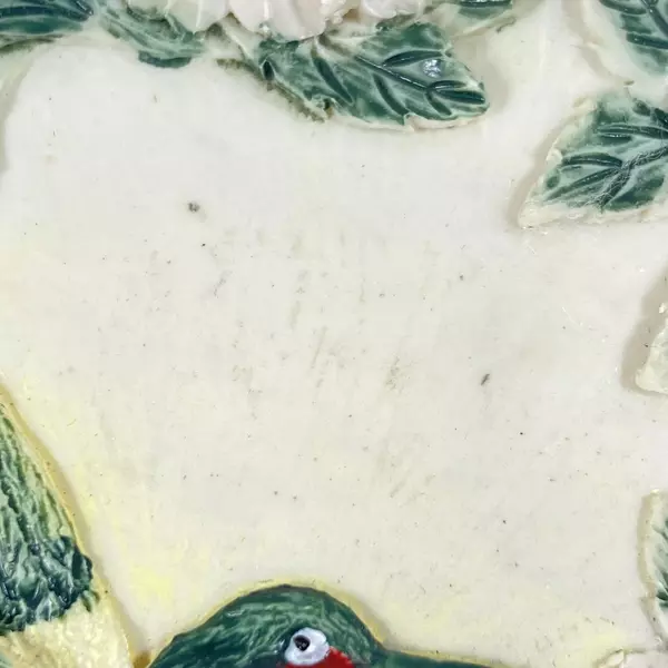 1997 Popular Imports Hummingbird & Flowers Plaque 5.25" Pre-Owned Stains