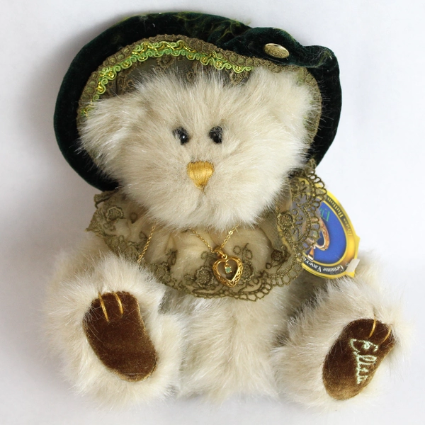 2000 Pickford Bears Brass Button Collection Eliza With Real Emerald Pendant