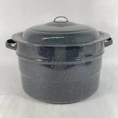 21.5 Qt Blue Speckled Enamel Water Bath Canner With Lid But No Rack