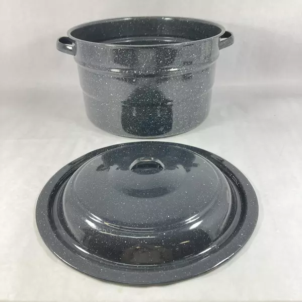 21.5 Qt Blue Speckled Enamel Water Bath Canner With Lid But No Rack