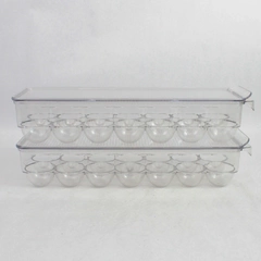 Lot of 2 Mainstays Clear Plastic Egg Holder for Refrigerator (Holds 14 Eggs)