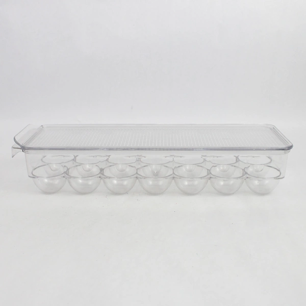 Lot of 2 Mainstays Clear Plastic Egg Holder for Refrigerator (Holds 14 Eggs)