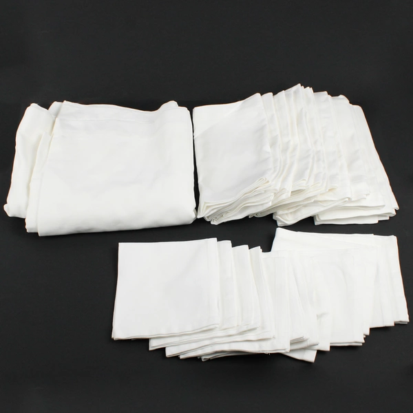 Williams Sonoma Tablecloth 86x72 & 24 Placemats 12x12 & 20x20 White Set