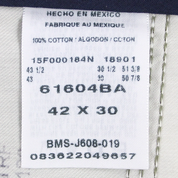 Kontoor Green Flat Front Cotton Khaki Pants Men's Size 42x30