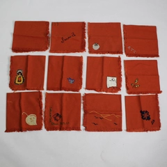 Lot of 12 Hand Embroidered Cloth Napkins Square Pumpkin Orange 15.5" x 15.5"
