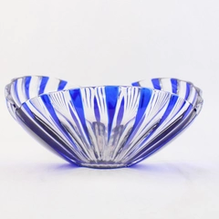 Nachtmann Cobalt Blue and Clear Paneled Crystal Bowl
