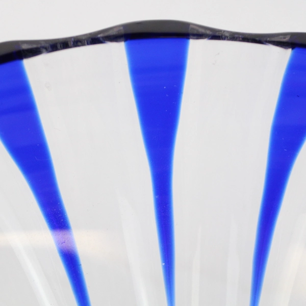 Nachtmann Cobalt Blue and Clear Paneled Crystal Bowl